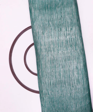 green silver foil pleated satin lycra fabric